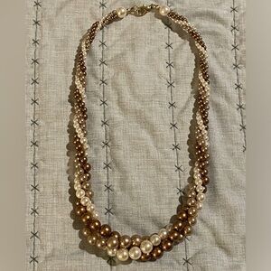 Three strands of Faux pearls necklace
